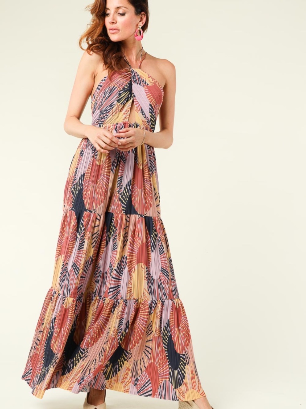 BA&SH Nastasia Printed Purple Pleated Accordion maxi dress (Missing strap)